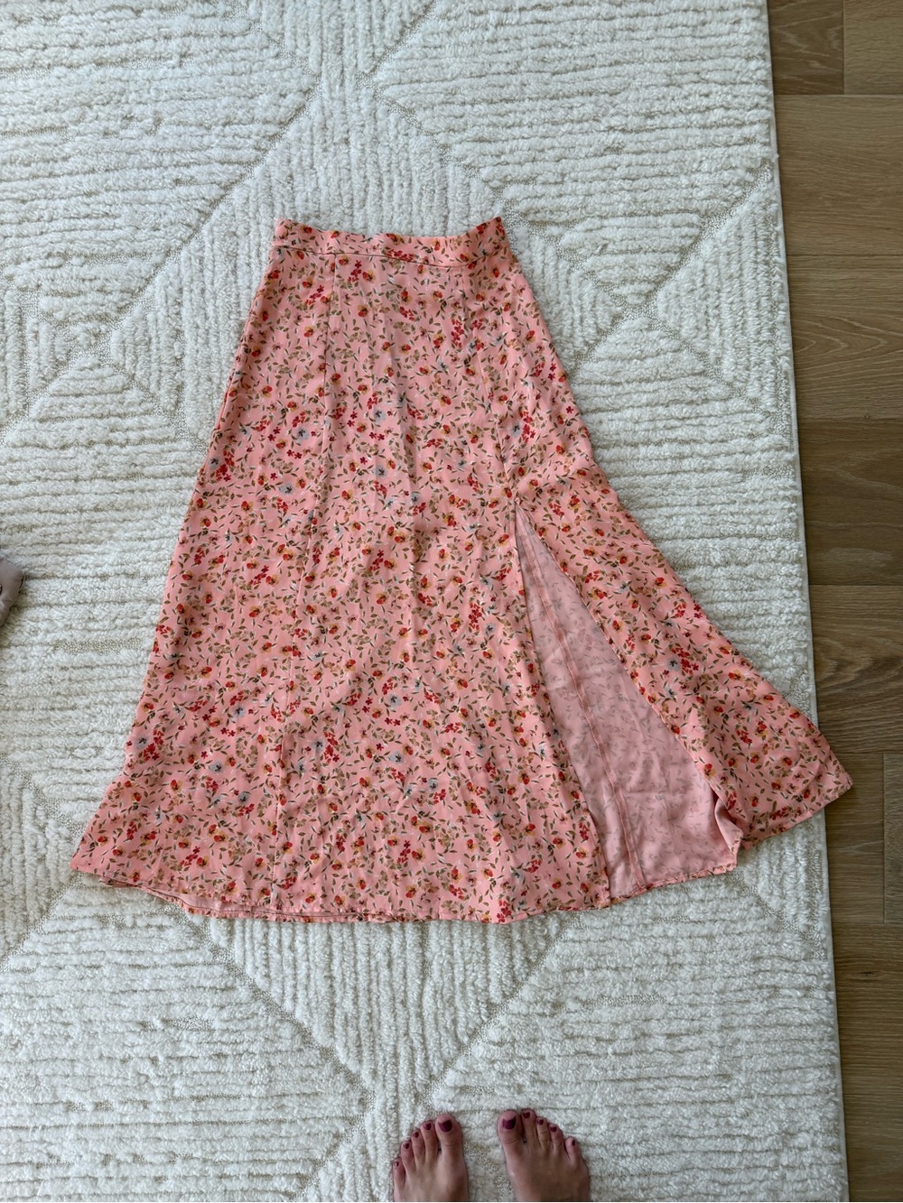 RESA Pink Floral Maxi Skirt with Side Slit